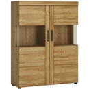 Cortina Oak Finish Low Wide Display Cabinet by Lavishway | Display Cabinets-44077