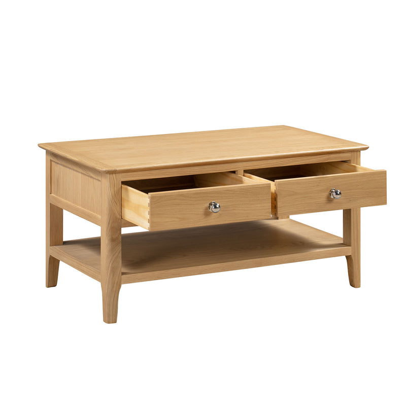 Cotswold Solid Oak 2 Drawers Coffee Table by Lavishway | Coffee Tables-20562