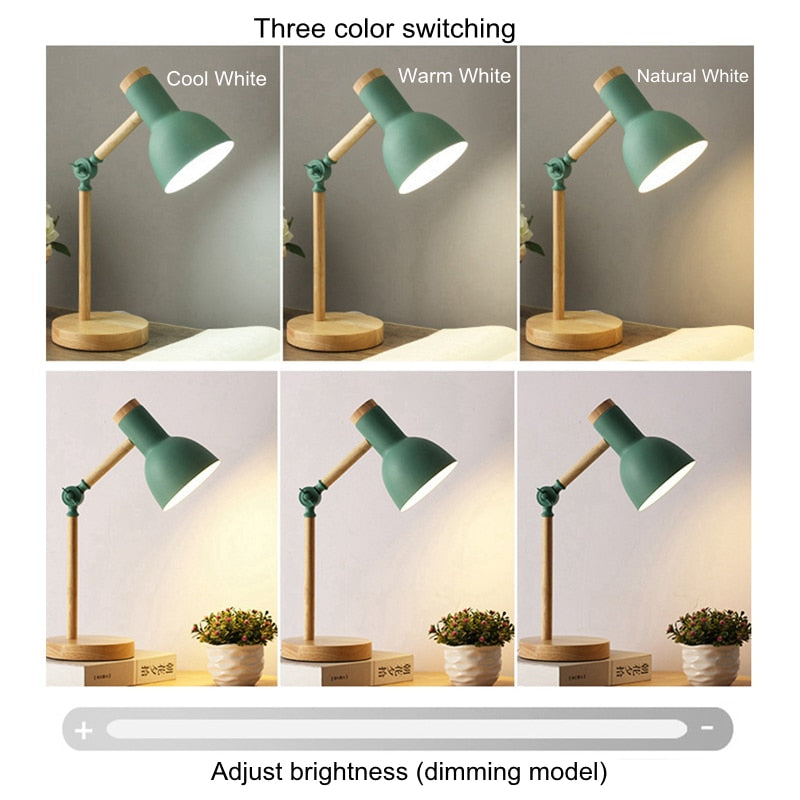 Nordic Wooden & Iron LED Desk Lamp by Lavishway | Table Lamps-39990