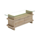Croce Grey Glass Top & Oak TV Unit by Lavishway | TV Units Cabinets-23272