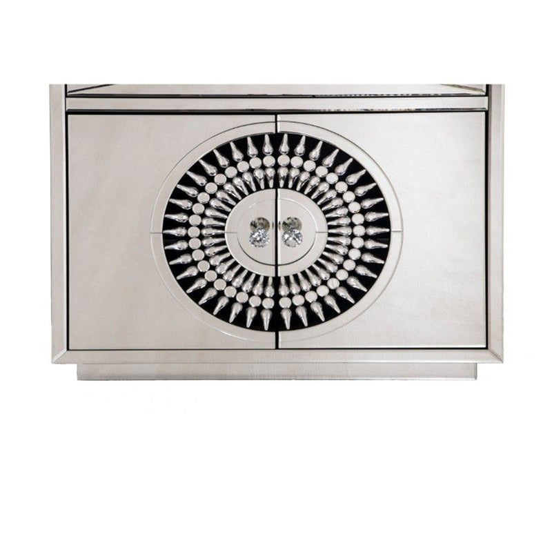 Crystal Mirrored 2 Doors & 1 Drawer Chest by Lavishway | Chest Of Drawers-25796