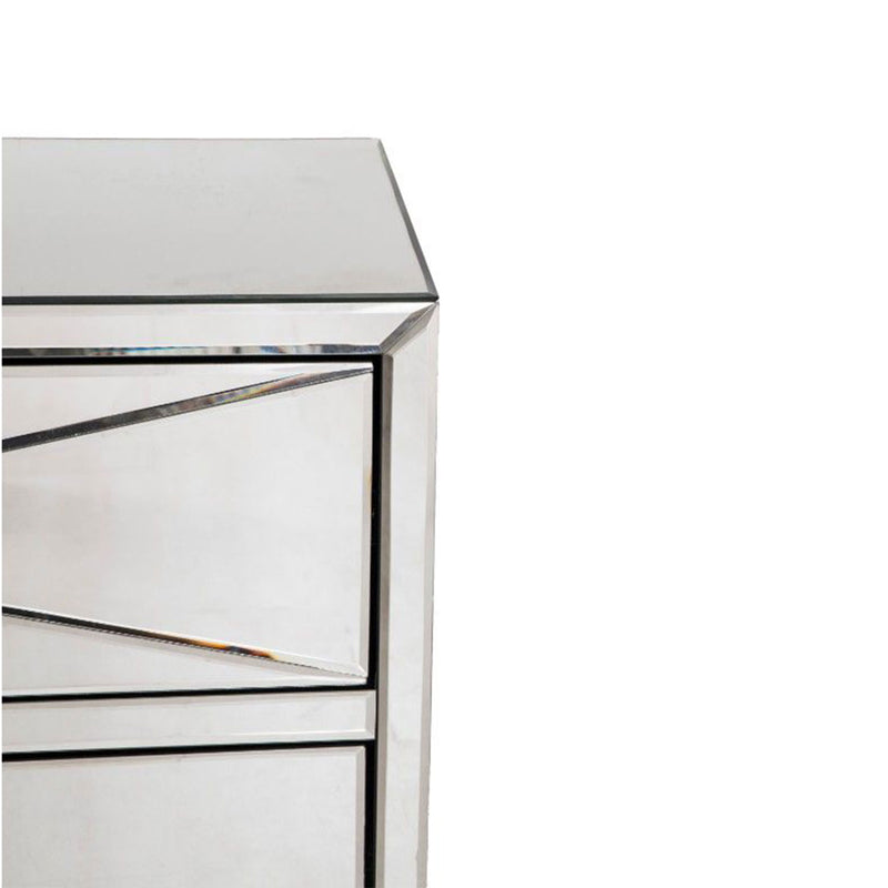 Crystal Mirrored 2 Doors & 1 Drawer Chest by Lavishway | Chest Of Drawers-25799