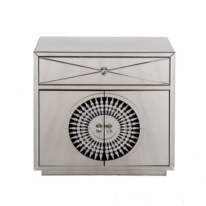 Crystal Mirrored 2 Doors & 1 Drawer Chest by Lavishway | Chest Of Drawers-25795