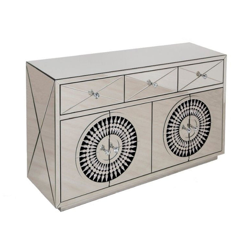 Crystal Mirrored 4 Door & 3 Drawers Sideboard by Lavishway | Sideboards-25781