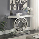 Crystal Mirrored Circular Console Table by Lavishway | Hallway Console Table-25731