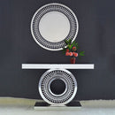 Crystal Mirrored Console Table & Round Mirror by Lavishway | Wall Mirrors-25752
