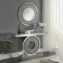 Crystal Mirrored Console Table & Round Mirror by Lavishway | Wall Mirrors-25755