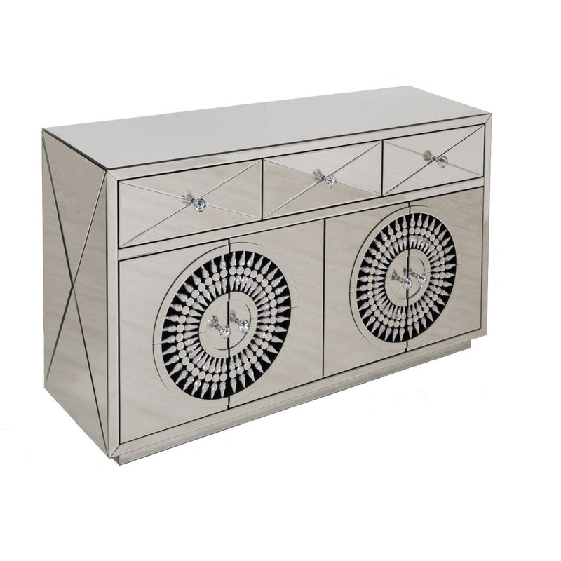 Crystal Mirrored Sideboard With Wall Mirror by Lavishway | Wall Mirrors-25770