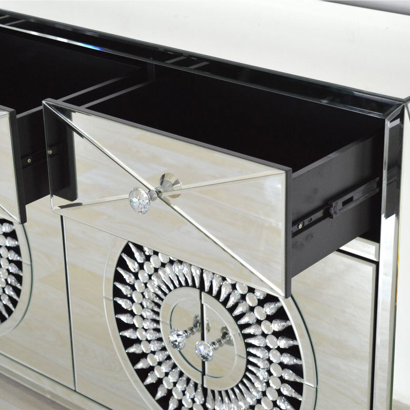 Crystal Mirrored Sideboard With Wall Mirror by Lavishway | Wall Mirrors-25768