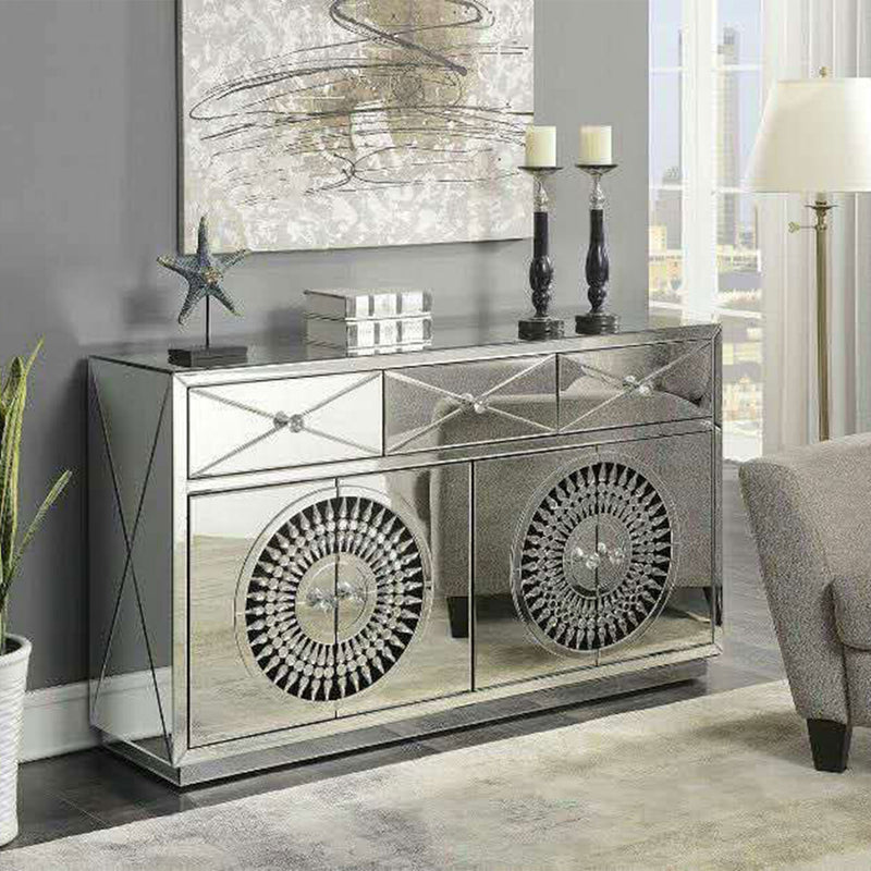 Crystal Mirrored Sideboard With Wall Mirror by Lavishway | Wall Mirrors-25765