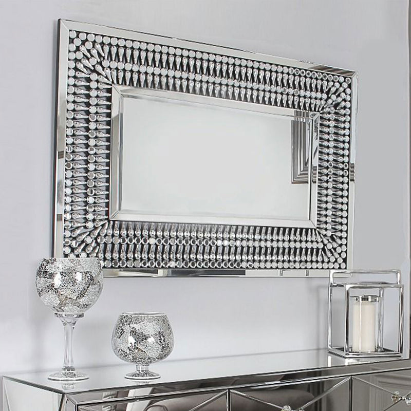 Crystal Mirrored Sideboard With Wall Mirror by Lavishway | Wall Mirrors-25766