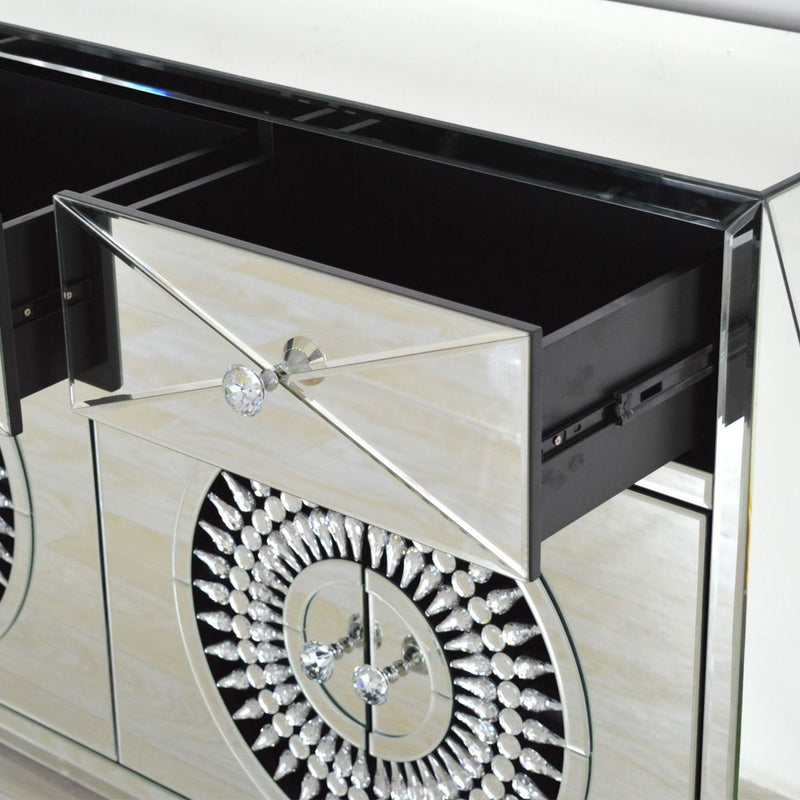 Crystal Mirrored Sideboard & Square Mirror by Lavishway | Wall Mirrors-25748