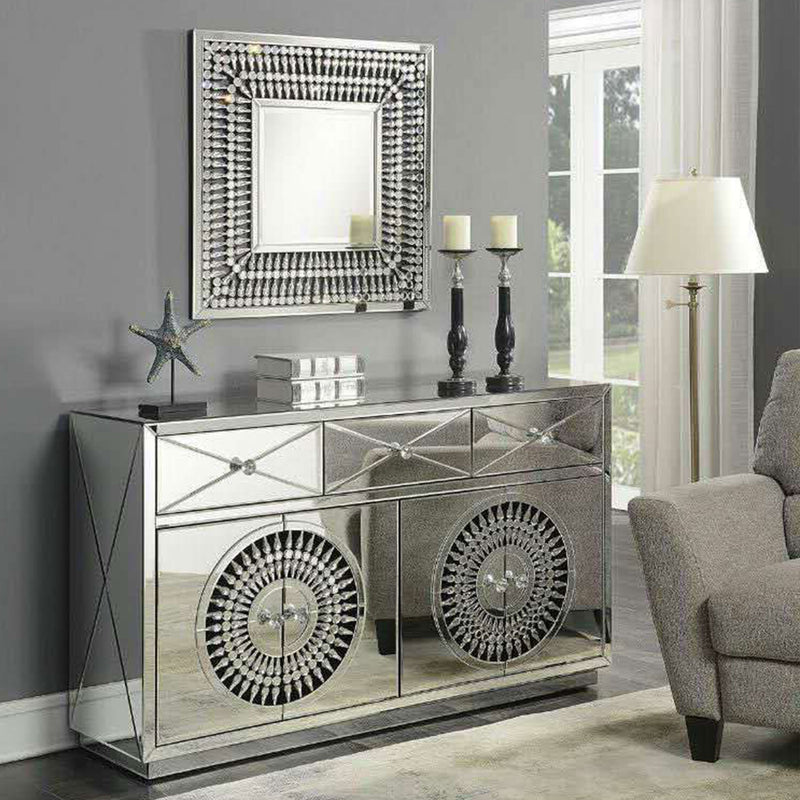 Crystal Mirrored Sideboard & Square Mirror by Lavishway | Wall Mirrors-25744