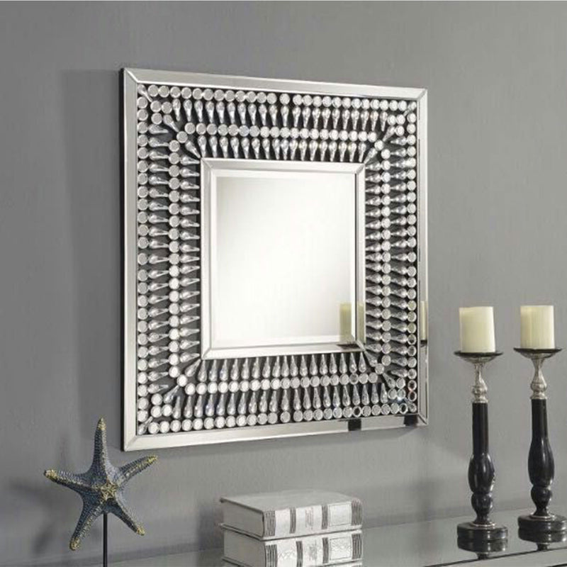 Modern Crystal Mirrored Square Wall Mirror by Lavishway | Wall Mirrors-25743