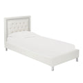 Crystalle Tufted Headboard Faux Leather Bed by Lavishway | Leather/Faux Beds-28561