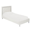 Crystalle Tufted Headboard Faux Leather Bed by Lavishway | Leather/Faux Beds-28561