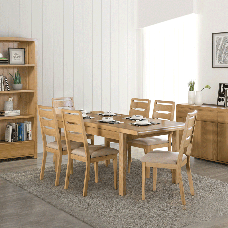 Curve Fabric Seat Solid Oak Dining Chair by Lavishway | Dining Chairs-20494