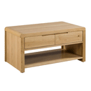 Curve Solid Oak 2 Drawers Coffee Table by Lavishway | Coffee Tables-20499