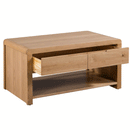 Curve Solid Oak 2 Drawers Coffee Table by Lavishway | Coffee Tables-20502