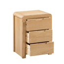 Curve Solid Oak 3 Drawers Bedside Table by Lavishway | Bedside Tables-20438