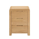 Curve Solid Oak 3 Drawers Bedside Table by Lavishway | Bedside Tables-20439