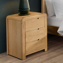 Curve Solid Oak 3 Drawers Bedside Table by Lavishway | Bedside Tables-20436