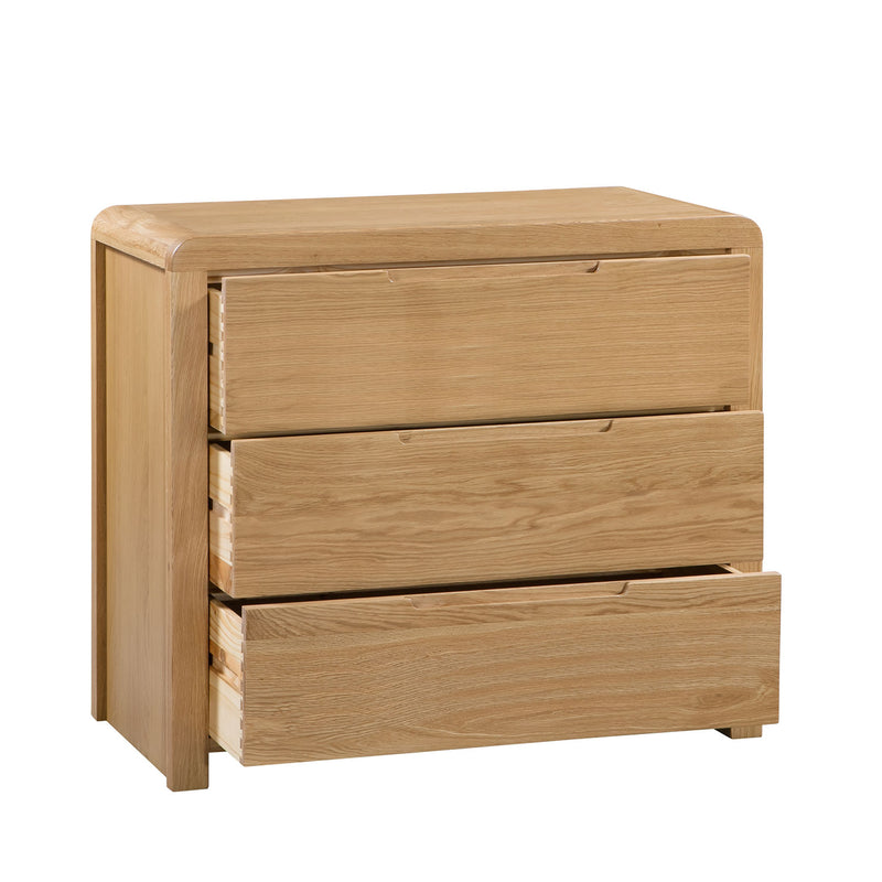 Curve Solid Oak 3 Drawers Chest by Lavishway | Chest Of Drawers-20447