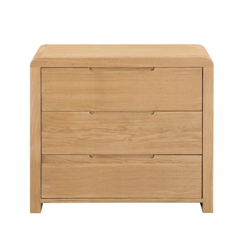 Curve Solid Oak 3 Drawers Chest by Lavishway | Chest Of Drawers-20448