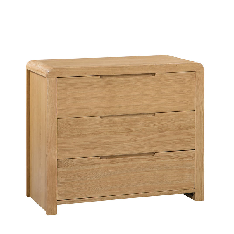 Curve Solid Oak 3 Drawers Chest by Lavishway | Chest Of Drawers-20446