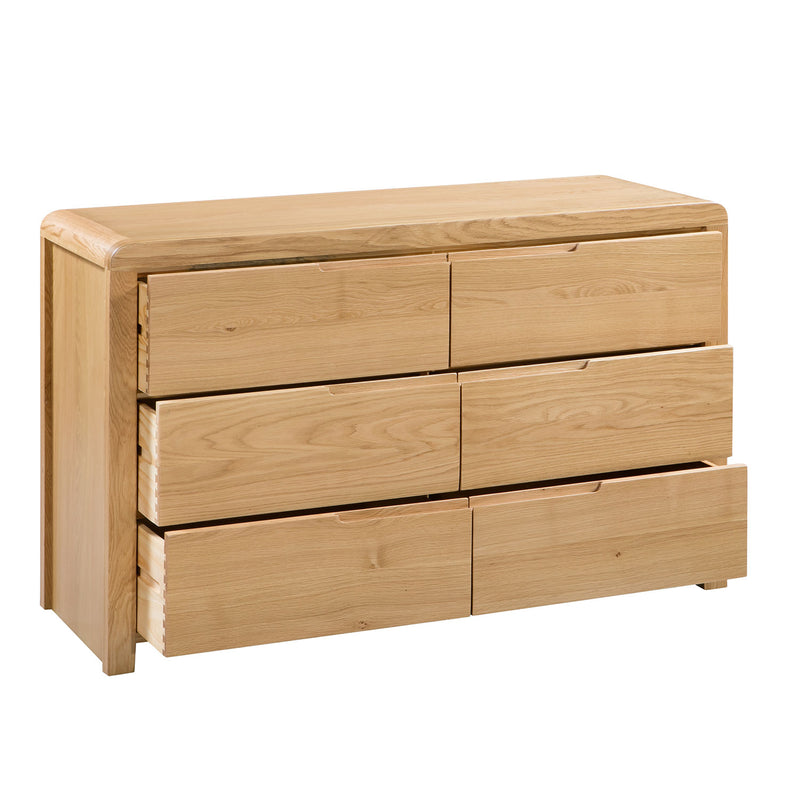 Curve Solid Oak 6 Drawers Chest by Lavishway | Chest Of Drawers-20426