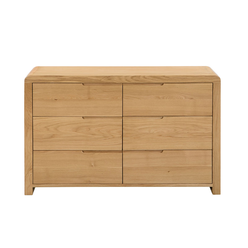 Curve Solid Oak 6 Drawers Chest by Lavishway | Chest Of Drawers-20427