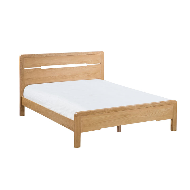 Curve Waxed Oak Finish Solid Oak Bed by Lavishway | Wooden Beds-20326