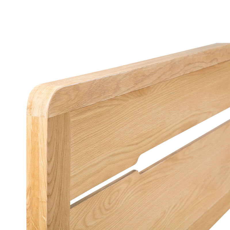 Curve Waxed Oak Finish Solid Oak Bed by Lavishway | Wooden Beds-20331