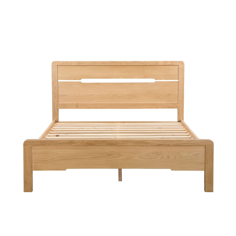 Curve Waxed Oak Finish Solid Oak Bed by Lavishway | Wooden Beds-20329