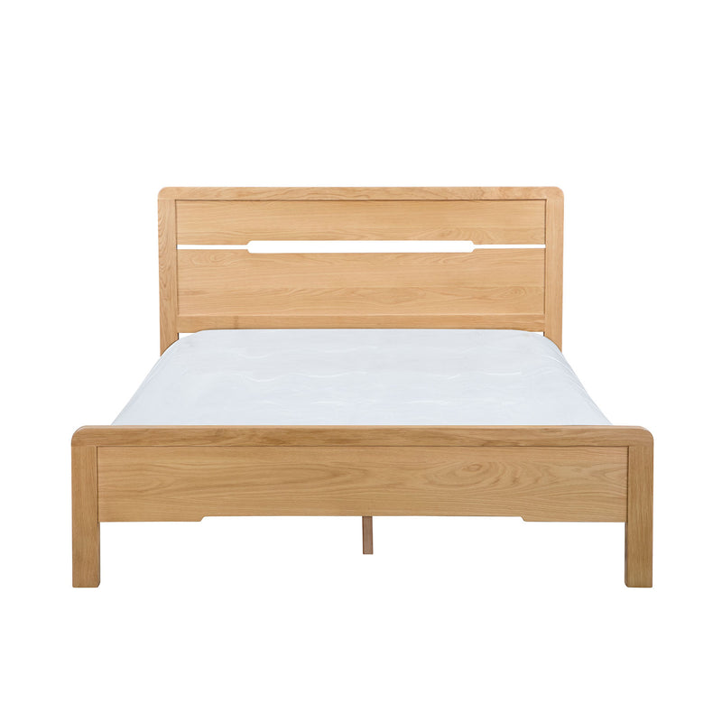 Curve Waxed Oak Finish Solid Oak Bed by Lavishway | Wooden Beds-20327