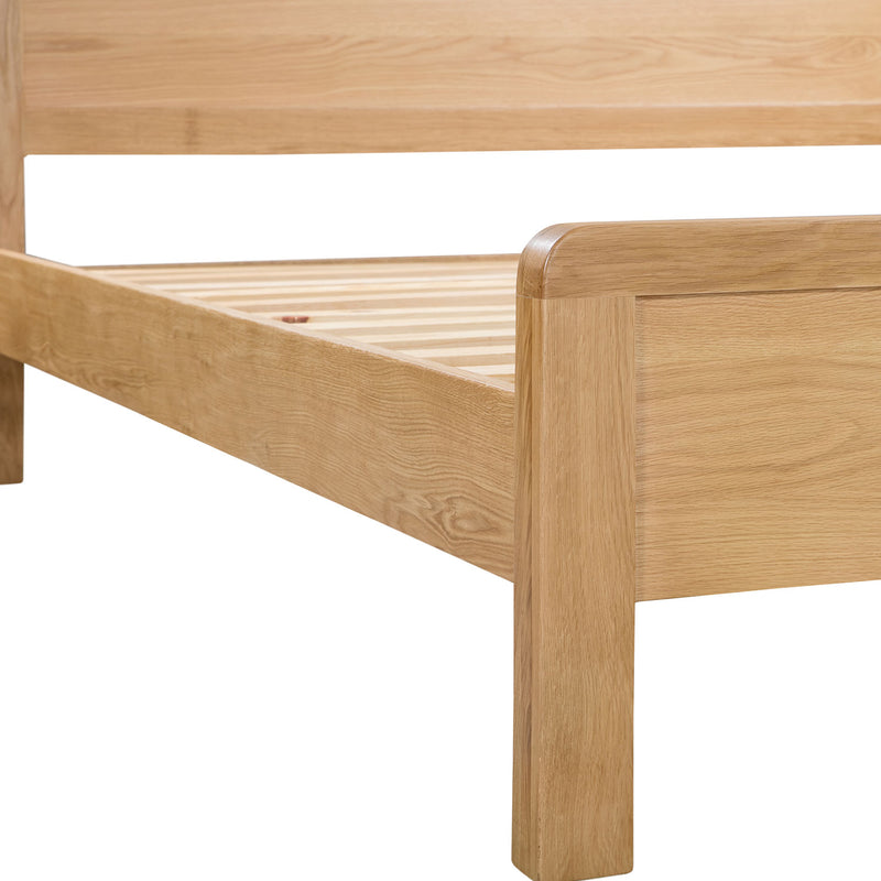 Curve Waxed Oak Finish Solid Oak Bed by Lavishway | Wooden Beds-20330