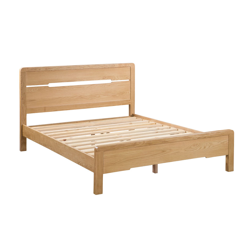 Curve Waxed Oak Finish Solid Oak Bed by Lavishway | Wooden Beds-20328