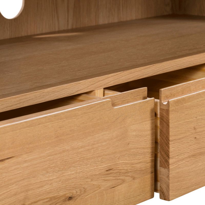 Curve Solid Oak 2 Drawers TV Unit by Lavishway | TV Units Cabinets-20468
