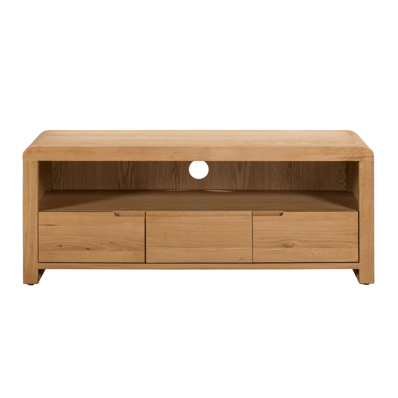 Curve Solid Oak 2 Drawers TV Unit by Lavishway | TV Units Cabinets-20467