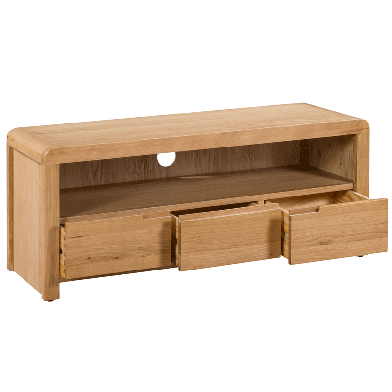Curve Solid Oak 2 Drawers TV Unit by Lavishway | TV Units Cabinets-20466