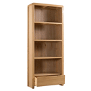Curve Solid Oak SIngle Drawer Tall Bookcase by Lavishway | Book Shelves and Cabinets-20473