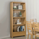 Curve Solid Oak SIngle Drawer Tall Bookcase by Lavishway | Book Shelves and Cabinets-20472