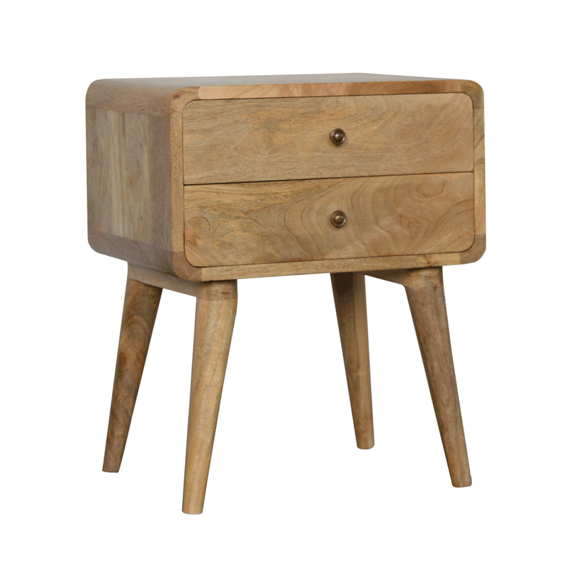 Martino Curved Oak-ish Bedside Table by Lavishway | Bedside Tables-21150