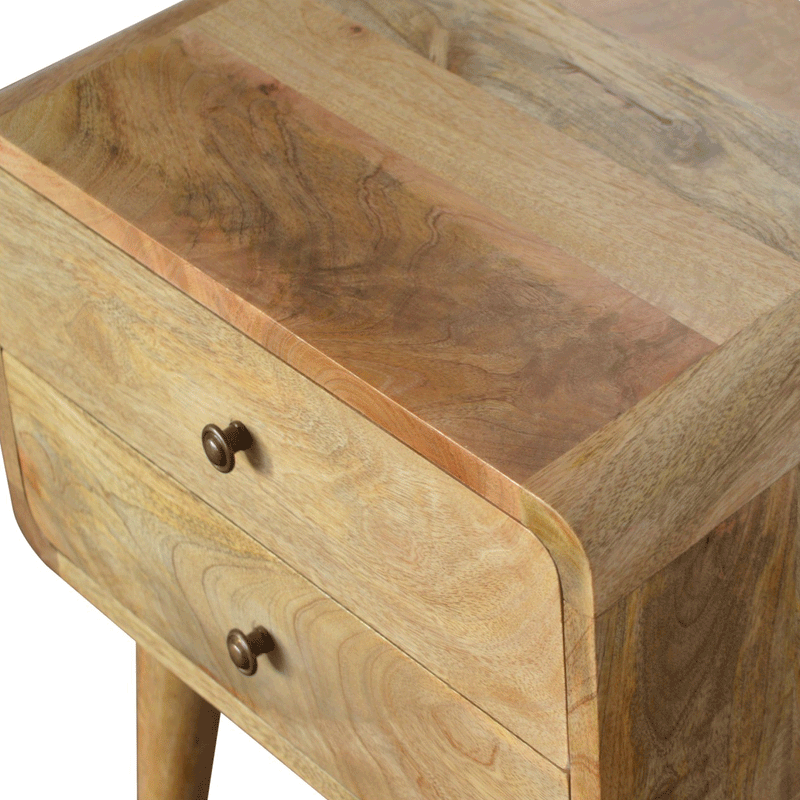 Martino Curved Oak-ish Bedside Table by Lavishway | Bedside Tables-21156