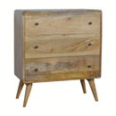 Martino Oak Finish Mango Wood 3 Drawers Chest by Lavishway | Chest Of Drawers-21133