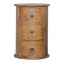 Curved Solid Mango Wood 3 Drawers Drum Chest by Lavishway | Chest Of Drawers-22901