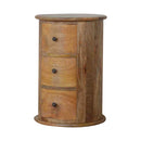 Curved Solid Mango Wood 3 Drawers Drum Chest by Lavishway | Chest Of Drawers-22902