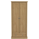 Devon Oak Finish 2 Door & 1 Drawer Wardrobe by Lavishway | Wardrobe-35473