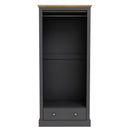 Devon Charcoal Grey 2 Doors 1 Drawer Wardrobe by Lavishway | Wardrobe-35476