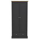 Devon Charcoal Grey 2 Doors 1 Drawer Wardrobe by Lavishway | Wardrobe-35475